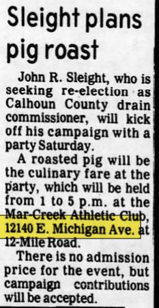 I-94 Pub (Mar-Creek AC, Mar-Creek Lounge, Mar-Creek Inn) - Oct 1980 Pig Roast